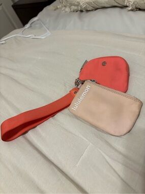 lululemon athletica Coral and Light Pink Key & Card Holder Wristlet